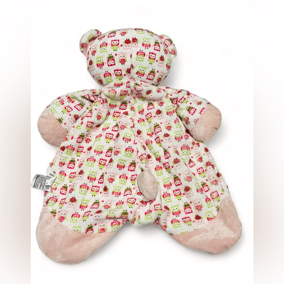 Baby Ganz Sleepy Time Bear Lovey Security Blanket Owl Green Pink Brown White - Picture 2 of 6